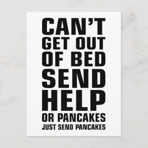 Kan niet uit bed komen om pannenkoeken te verzende briefkaart