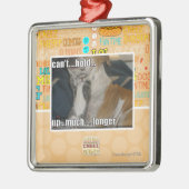 Kan niet veel langer omhoog houden metalen ornament (Links)