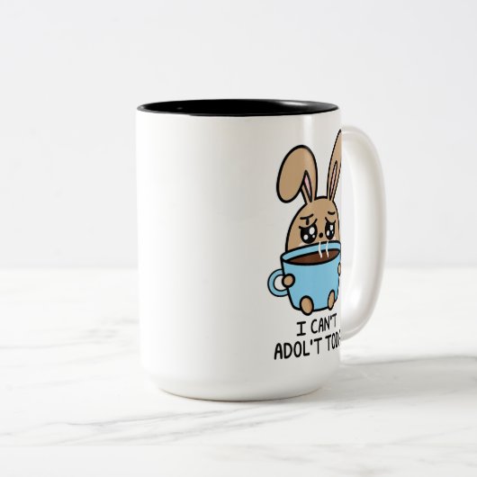 Kan niet volwassen vandaag Bunny | Coffee Lover Mo Tweekleurige Koffiemok (Voorkant rechts)