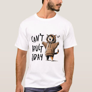 Kan niet volwassen vandaag grappige kat t-shirt