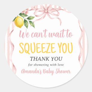 Kan niet wachten om Florale Citroen Baby Shower te Ronde Sticker