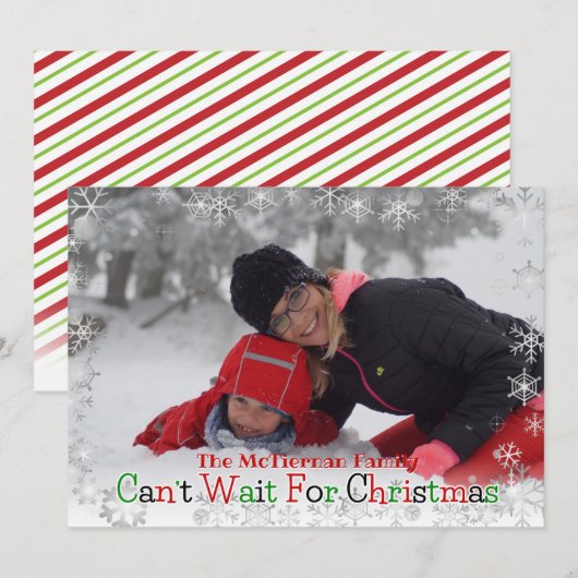 Kan niet wachten op kerst - Sneeuwvlok Fotokaart Feestdagenkaart (Voorkant / Achterkant)