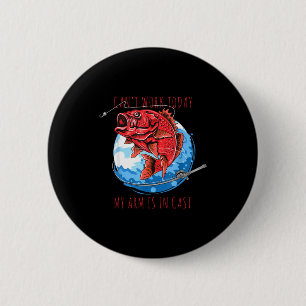 Kan niet werken arm zit in gips komische vissen vi ronde button 5,7 cm