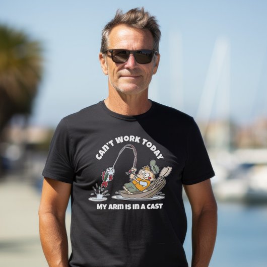 Kan niet werken vandaag mijn arm is in een gegoten t-shirt