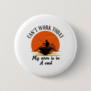 Kan niet werken vandaag mijn arm is in een gips ronde button 5,7 cm