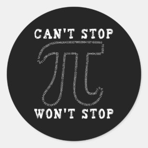 Kan Pi Wont niet stoppen met Wiskunde Pi Day Ronde Sticker