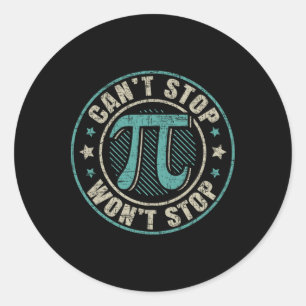 Kan Pi Wont niet stoppen Wiskundige Ronde Sticker