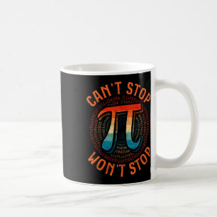 Kan Pi Wont Stop Pi Day Retro Wiskunde niet stopp Koffiemok