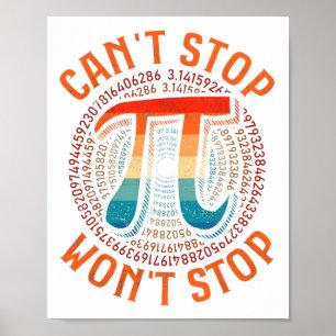 Kan Pi Wont Stop Pi Day  Retro Wiskunde niet stopp Poster