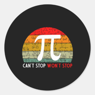 Kan Pi Wont Stop Pi Day Retro Wiskunde niet stopp Ronde Sticker