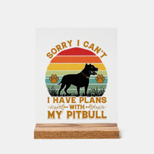 Kan Plannen Hond Pitbull Retro Zonsondergang_1 Acryl Bord