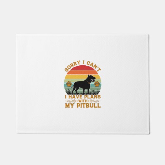 Kan Plannen Hond Pitbull Retro Zonsondergang_1 Deurmat (Voorkant)