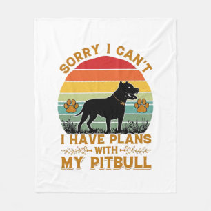Kan Plannen Hond Pitbull Retro Zonsondergang_1 Fleece Deken
