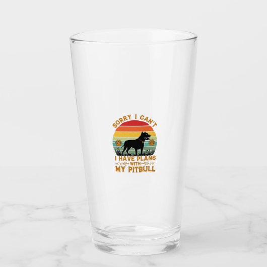 Kan Plannen Hond Pitbull Retro Zonsondergang_1 Glas (Voorkant)