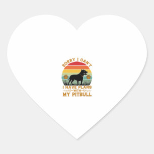 Kan Plannen Hond Pitbull Retro Zonsondergang_1 Hart Sticker