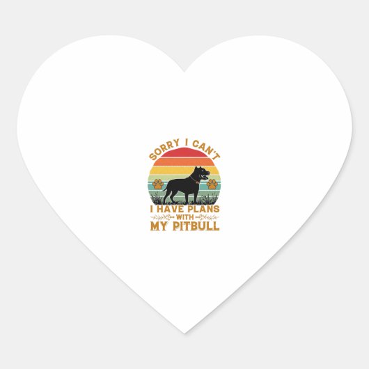 Kan Plannen Hond Pitbull Retro Zonsondergang_1 Hart Sticker (Voorkant)