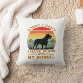Kan Plannen Hond Pitbull Retro Zonsondergang_1 Kussen (Deken)