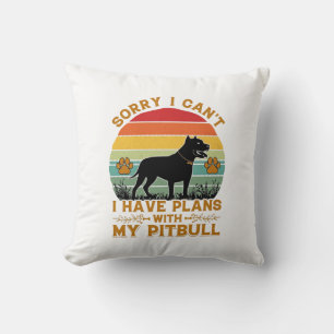 Kan Plannen Hond Pitbull Retro Zonsondergang_1 Kussen