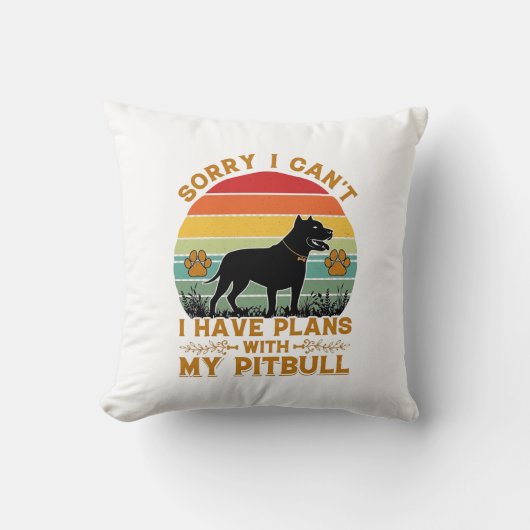 Kan Plannen Hond Pitbull Retro Zonsondergang_1 Kussen (Voorkant)