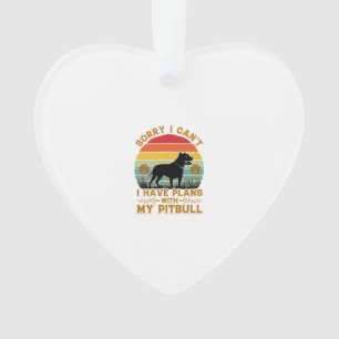 Kan Plannen Hond Pitbull Retro Zonsondergang_1 Ornament