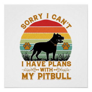 Kan Plannen Hond Pitbull Retro Zonsondergang_1 Perfect Poster