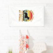 Kan Plannen Hond Pitbull Retro Zonsondergang_1 Spandoek (Insitu)