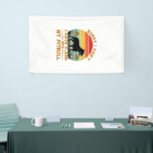 Kan Plannen Hond Pitbull Retro Zonsondergang_1 Spandoek (Beurs)