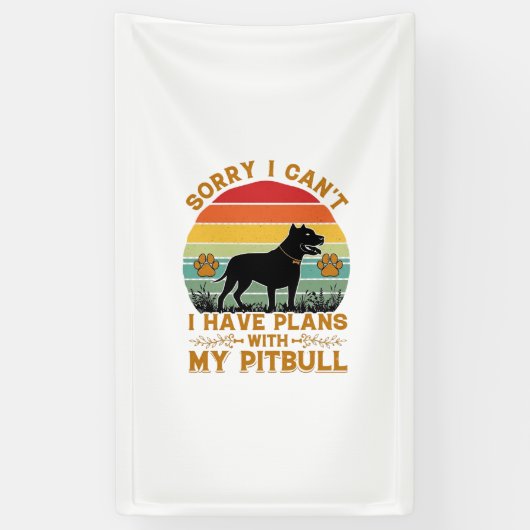 Kan Plannen Hond Pitbull Retro Zonsondergang_1 Spandoek (Verticaal)