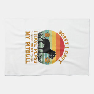 Kan Plannen Hond Pitbull Retro Zonsondergang_1 Theedoek
