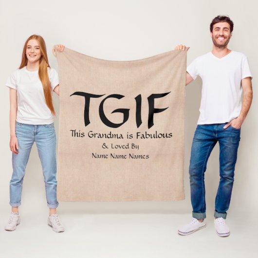 Kan Tekst bewerken, TGIF Dit oma is geweldig Fleece Deken (In situ)