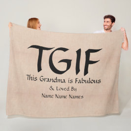 Kan Tekst bewerken, TGIF Dit oma is geweldig Fleece Deken