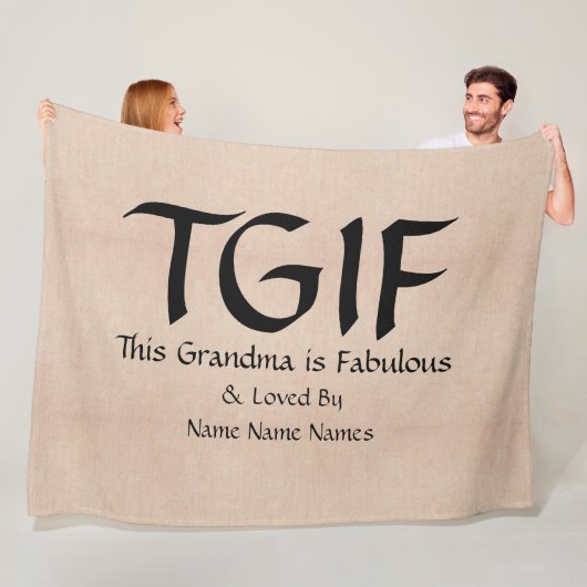 Kan Tekst bewerken, TGIF Dit oma is geweldig Fleece Deken (In situ)