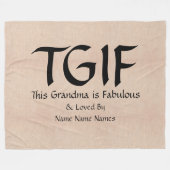 Kan Tekst bewerken, TGIF Dit oma is geweldig Fleece Deken (Voorkant (Horizontaal))