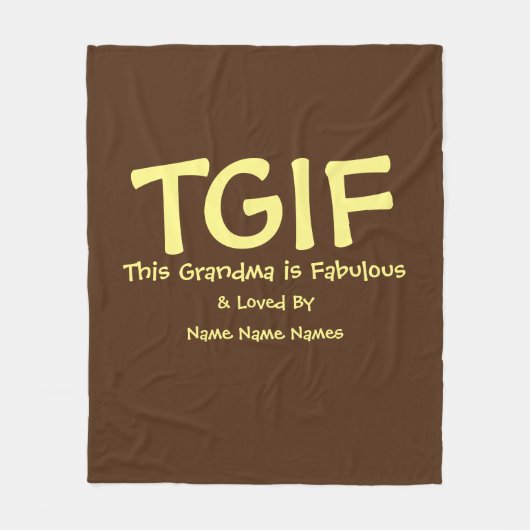 Kan Tekst bewerken, TGIF Dit oma is geweldig Fleece Deken (Voorkant)