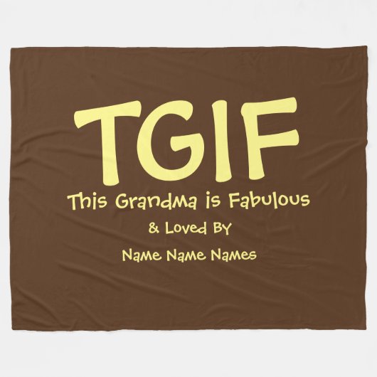 Kan Tekst bewerken, TGIF Dit oma is geweldig Fleece Deken (Voorkant (Horizontaal))