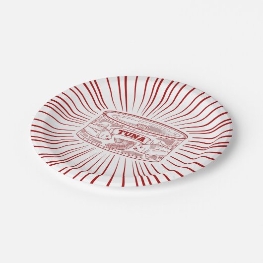 Kan tonijnretro-ontwerp papieren bordje (Gekanteld)