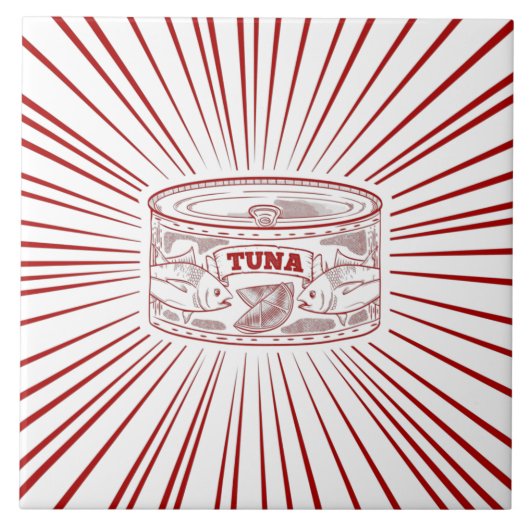 Kan tonijnretro-ontwerp tegeltje (Voorkant)