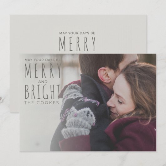 KAN UW DAGEN MERRY EN BRIGHT ZIJN FEESTDAGENKAART (Voorkant / Achterkant)