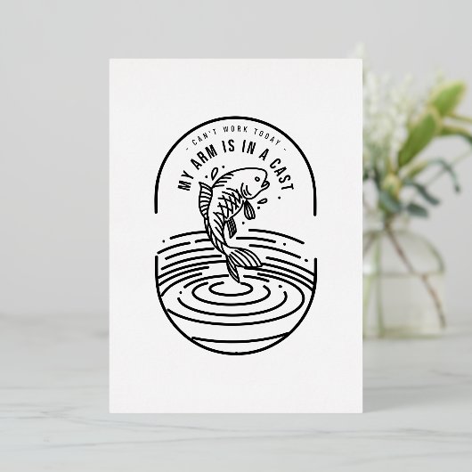 Kan vandaag niet werken mijn arm is in een giet folie uitnodiging (Staand Voorkant)