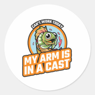Kan vandaag niet werken mijn arm is in een giet ronde sticker