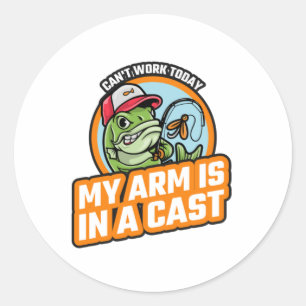 Kan vandaag niet werken mijn arm is in een giet ronde sticker