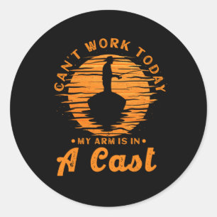 Kan vandaag niet werken, mijn arm zit in een gegot ronde sticker