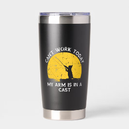 Kan vandaag niet werken, mijn arm zit in het gips  geïsoleerde drinkbeker