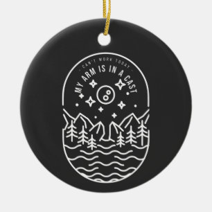 Kan vandaag niet werken, mijn arm zit in het gips keramisch ornament