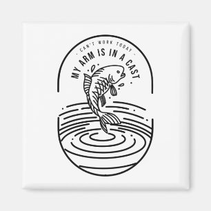 Kan vandaag niet werken, mijn arm zit in het gips magneet