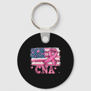Kan Verpleegkundige Amerikaanse Vlag Roze Lint Bor Sleutelhanger