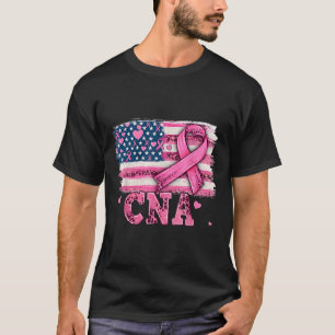 Kan Verpleegkundige Amerikaanse Vlag Roze Lint Bor T-shirt