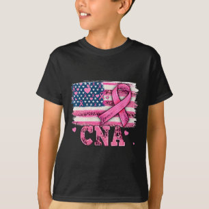 Kan Verpleegkundige Amerikaanse Vlag Roze Lint Bor T-shirt