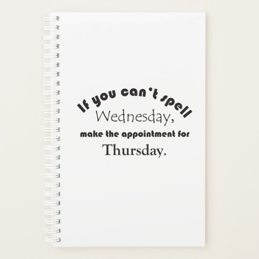 Kan woensdag niet spellen donderdag Grappig Gezegd Planner (Voorkant)
