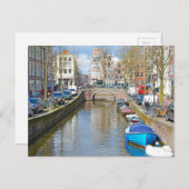 Kanaal Amsterdam met boten Briefkaart (Voorkant / Achterkant)